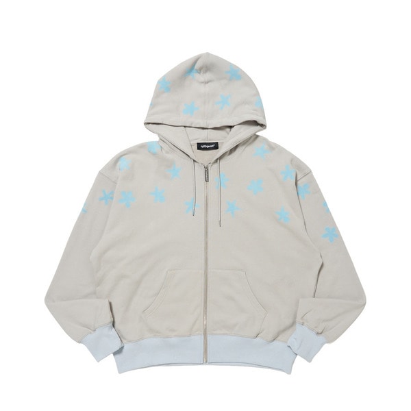 Bi-color Rib Zip Hoodie 詳細画像 Grey 1