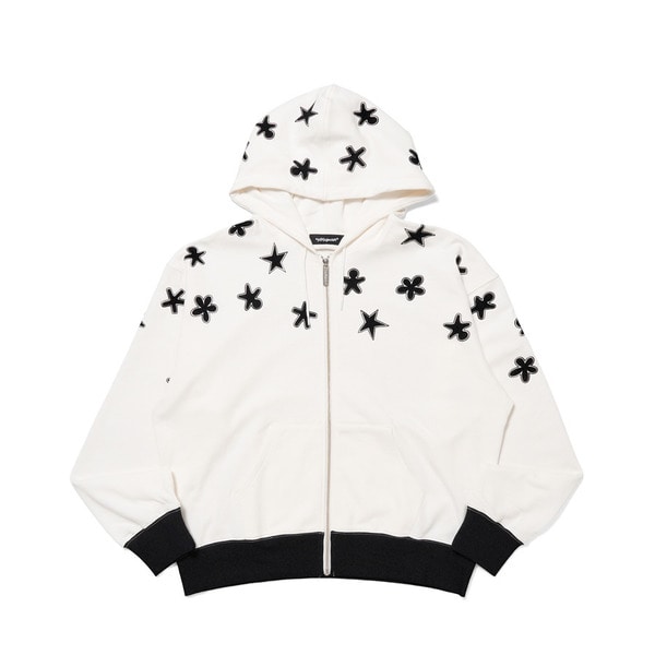 Bi-color Rib Zip Hoodie 詳細画像 White×Black 1