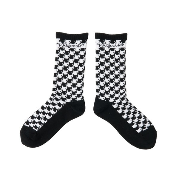 Asterisk Block Check Socks 詳細画像 Black 1