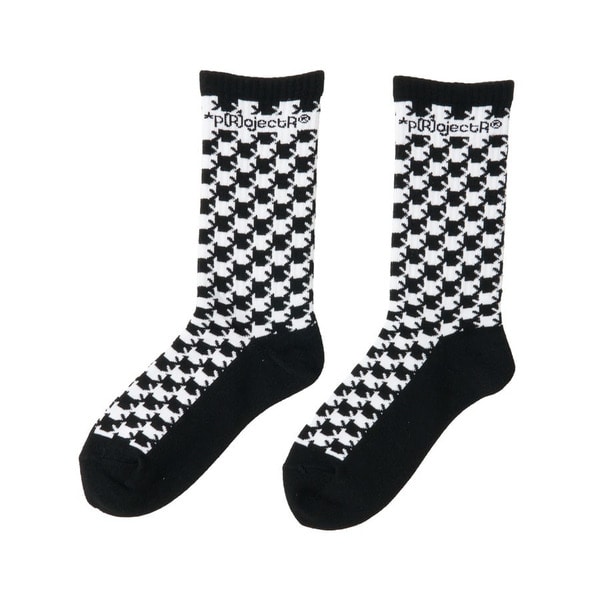 Asterisk Block Check Socks 詳細画像 Black 2