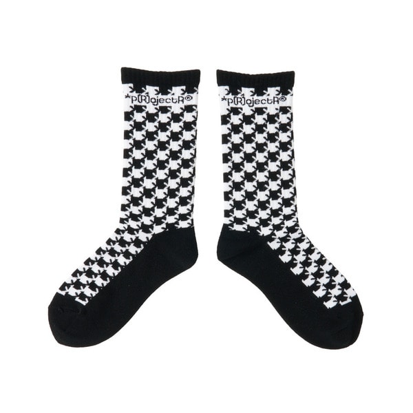 Asterisk Block Check Socks 詳細画像 Black 1