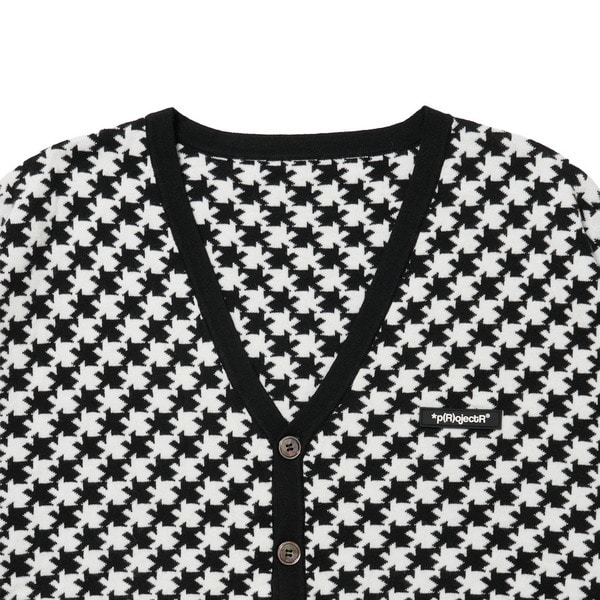 Asterisk Block Check Cardigan 詳細画像 Black 2