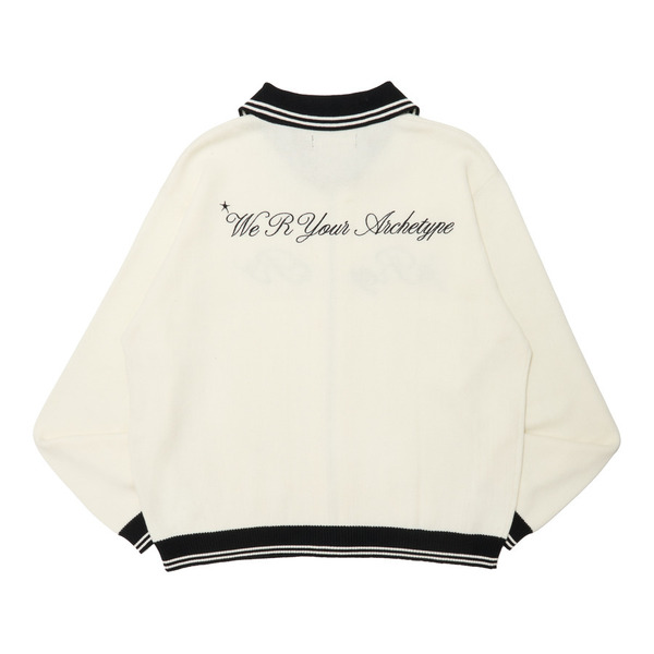 Cursive Zip Knit Cardigan 詳細画像 White 5