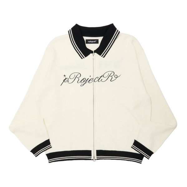 Cursive Zip Knit Cardigan 詳細画像 White 1