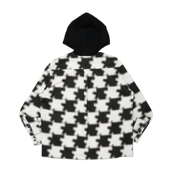 Mosaic Asterisk Block Check Shirt Hoodie 詳細画像 White 1