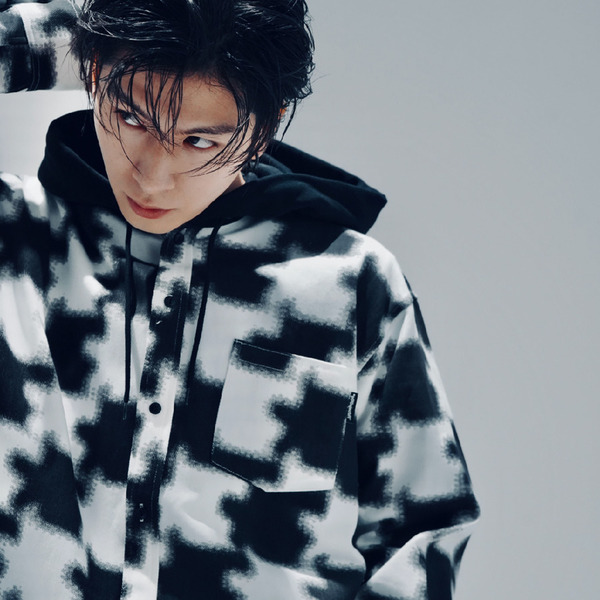 Mosaic Asterisk Block Check Shirt Hoodie 詳細画像 White 10