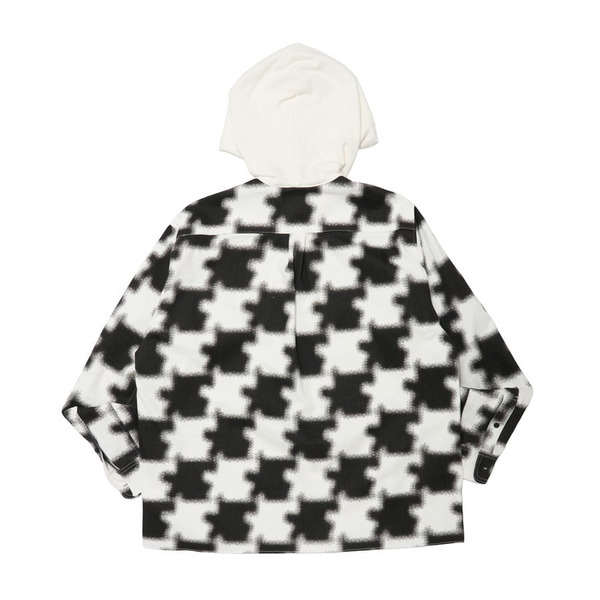 Mosaic Asterisk Block Check Shirt Hoodie 詳細画像 White 2