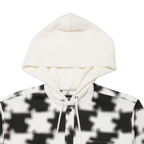 Mosaic Asterisk Block Check Shirt Hoodie 詳細画像 White 3