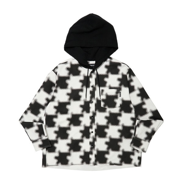Mosaic Asterisk Block Check Shirt Hoodie 詳細画像 Black 1