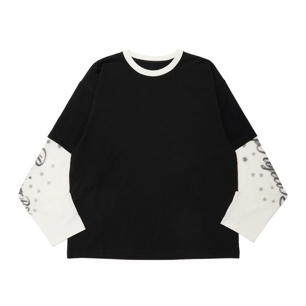 Sparkle Logo Rhinestone Layered LS Tee 詳細画像 Black 1