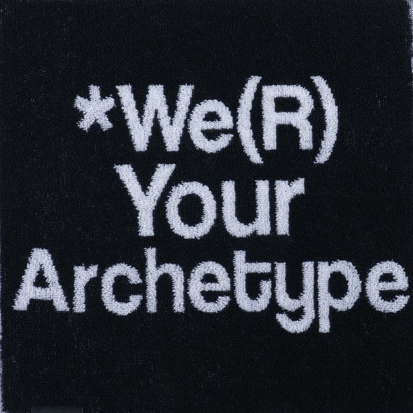 Slogan & Asterisk Block Check Hand Towel 詳細画像 Black 2