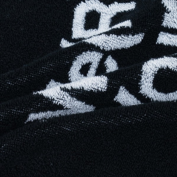 Slogan & Asterisk Block Check Hand Towel 詳細画像 Black 3