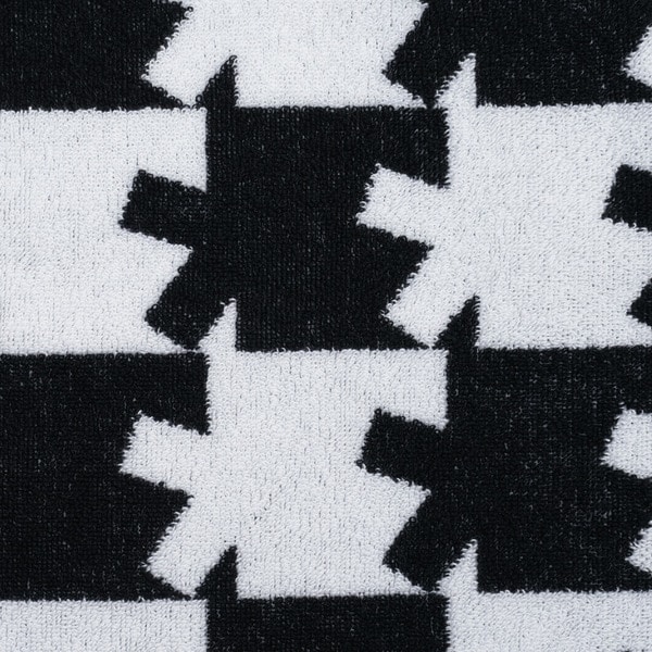 Slogan & Asterisk Block Check Hand Towel 詳細画像 Black 5