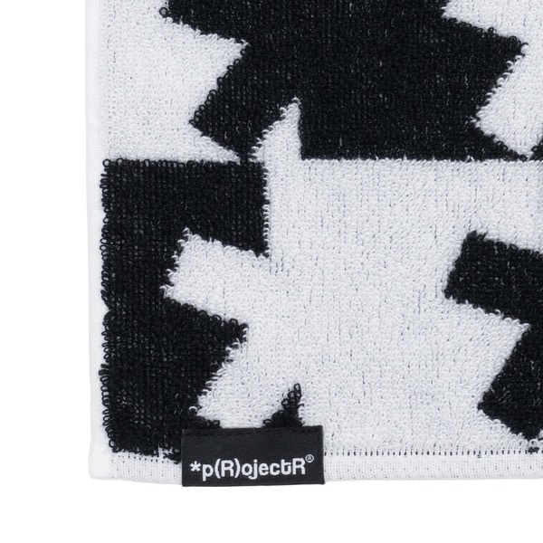 Slogan & Asterisk Block Check Hand Towel 詳細画像 Black 6