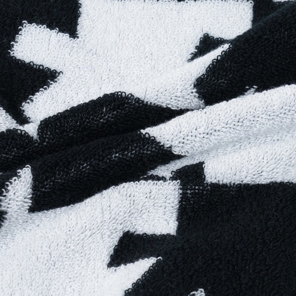 Slogan & Asterisk Block Check Hand Towel 詳細画像 Black 7