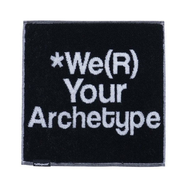 Slogan & Asterisk Block Check Hand Towel 詳細画像 Black 1