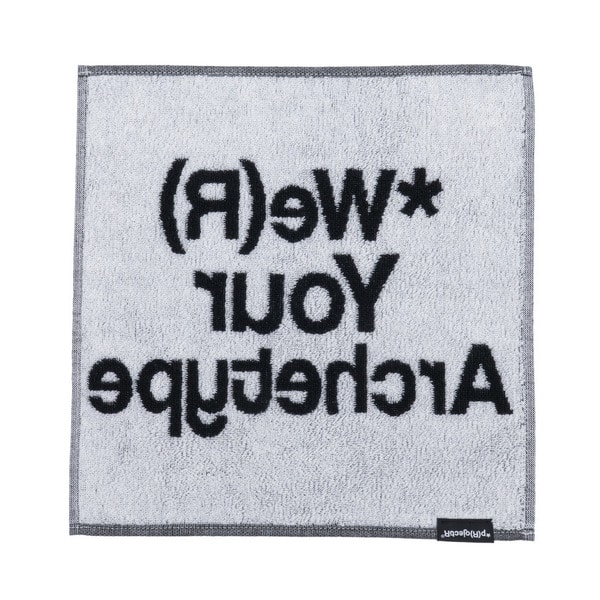 Slogan & Asterisk Block Check Hand Towel 詳細画像 Black 2