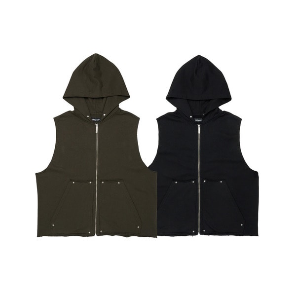 Sleeveless Applique Hoodie 詳細画像 Khaki 10