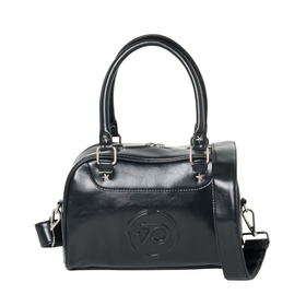 Embossed Circle Logo Shoulder Bag