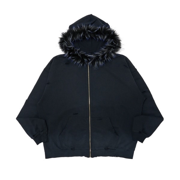 Fur Damage Zip Hoodie 詳細画像 Black 1
