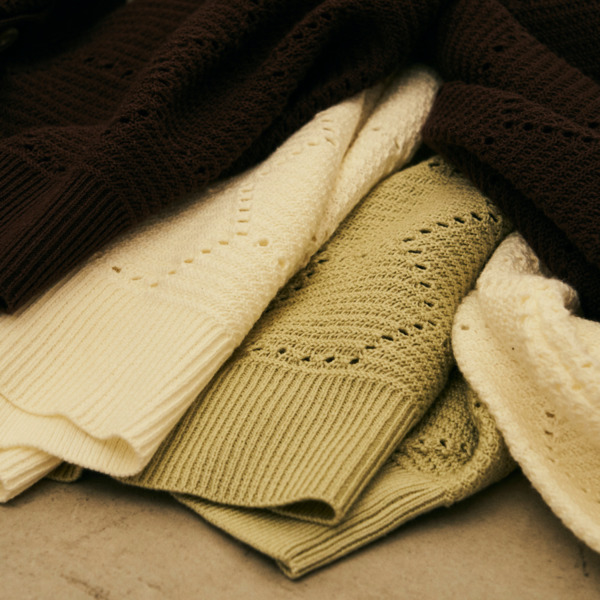 Honeycomb Knit V Neck Cardigan 詳細画像 Brown 13