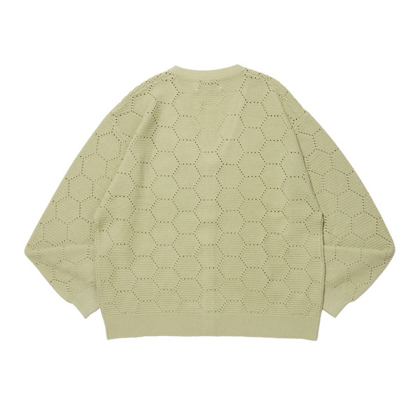 Honeycomb Knit V Neck Cardigan 詳細画像 Brown 4