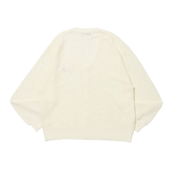 Honeycomb Knit V Neck Cardigan 詳細画像 Brown 7