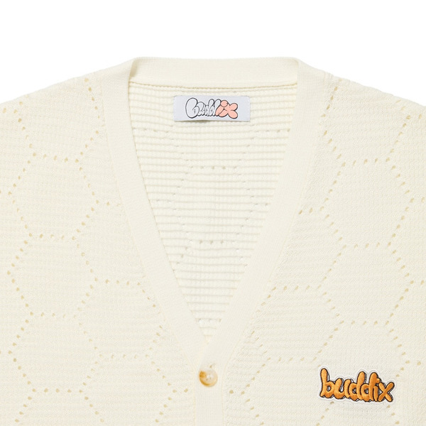 Honeycomb Knit V Neck Cardigan 詳細画像 Brown 8