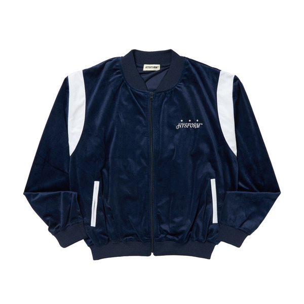 FULL ZIP VARSITY VELOUR JACKET 詳細画像 Navy 1