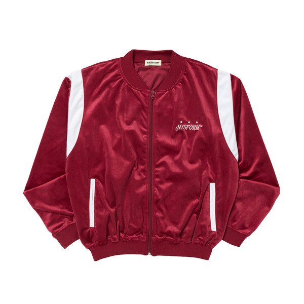 FULL ZIP VARSITY VELOUR JACKET 詳細画像 Burgundy 1