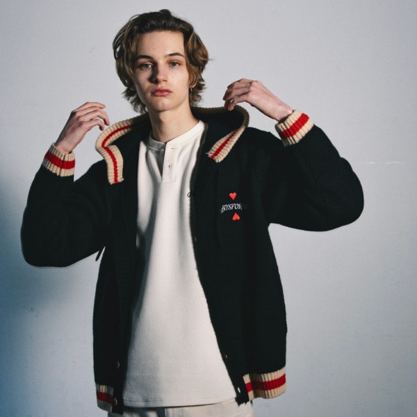 KNIT BUTTON HOODIE 詳細画像 Black 10