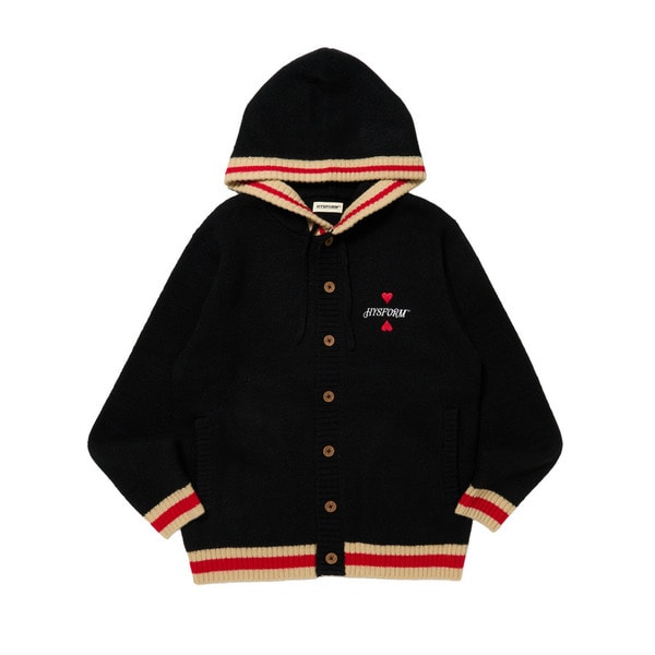 KNIT BUTTON HOODIE 詳細画像 Black 1