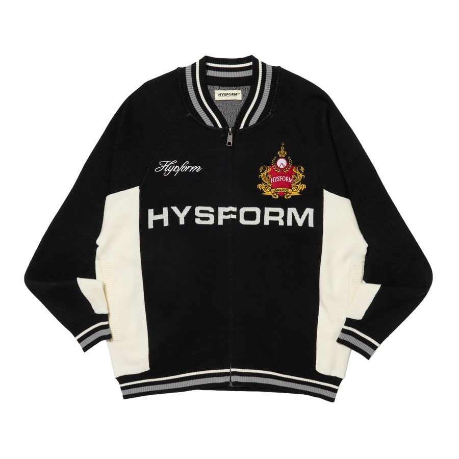 ミュージシャン HYSFORM COAT OF ARMS KNIT JACKET NAVY XL HYSFORM COAT OF ARMS KNIT JACKET NAVY XL