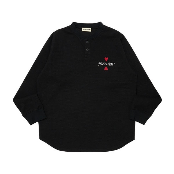 HENRY NECK WAFFLE L/S TEE 詳細画像 Black 1
