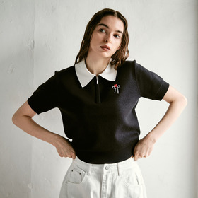 RIBBON LOGO KNIT POLO SHIRT 詳細画像