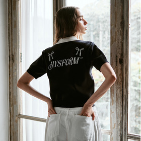 RIBBON LOGO KNIT POLO SHIRT 詳細画像