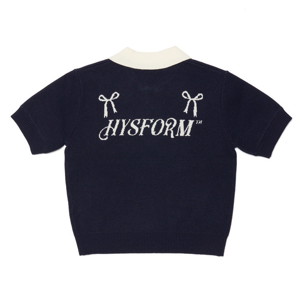 RIBBON LOGO KNIT POLO SHIRT 詳細画像 Navy 1