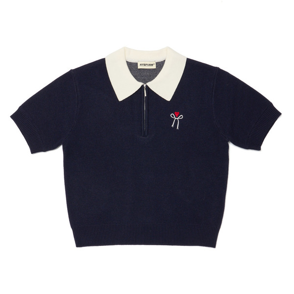 RIBBON LOGO KNIT POLO SHIRT 詳細画像 Navy 1