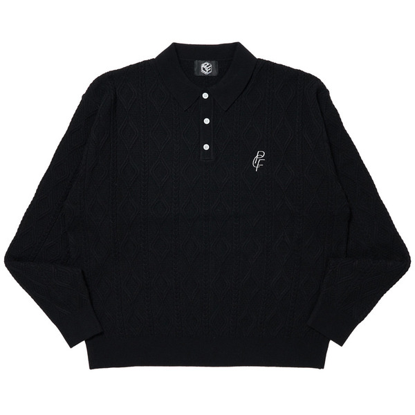 ARAN KNIT POLO 詳細画像 Black 1