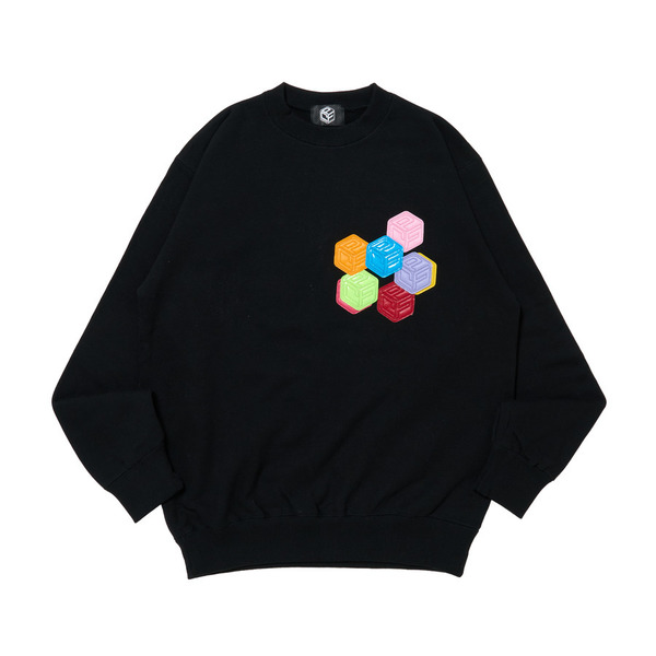 MATERIAL PATCH CREWNECK SWEATSHIRTS 詳細画像 Black 1
