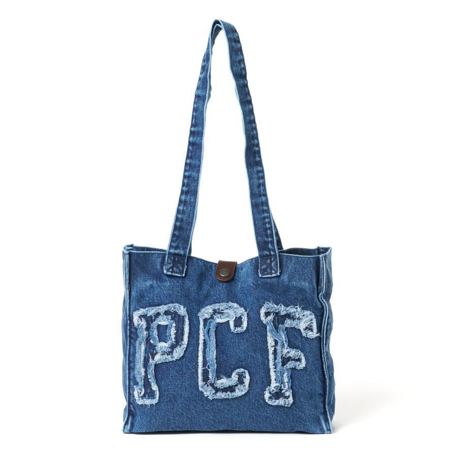 DENIM PATCH LOGO TOTE BAG | P.C.F APPAREL DEPARTMENT | VERTICAL