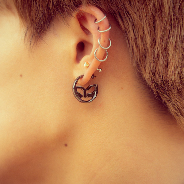 Circle Logo Earrings(BK) 詳細画像 Black 6