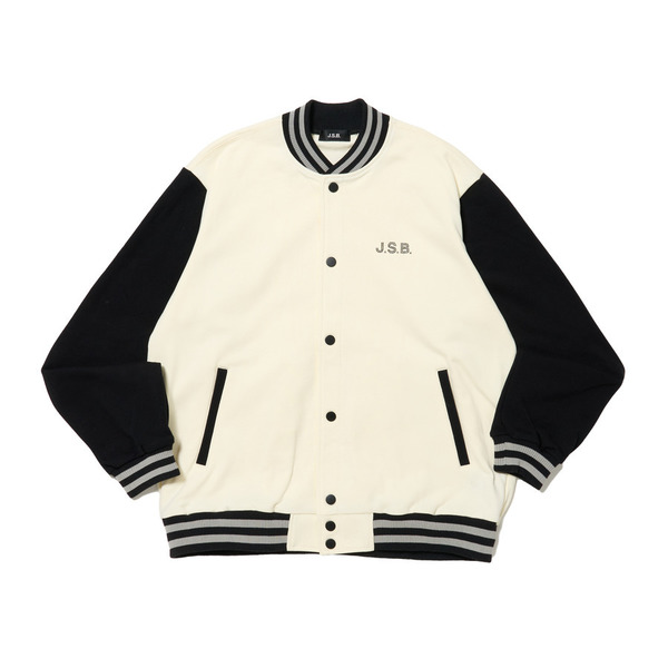 Rhinestone Logo Sweat Varsity Jacket 詳細画像 O.White 1