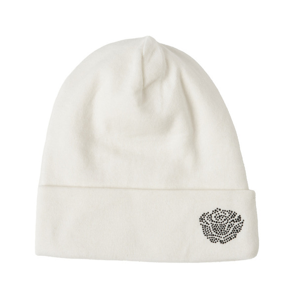 Rhinestone Logo Knit Cap 詳細画像 White 1