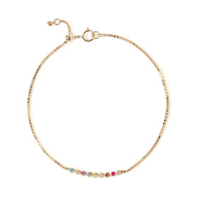 Color stone bouquet bracelet yellow gold (K10YG)