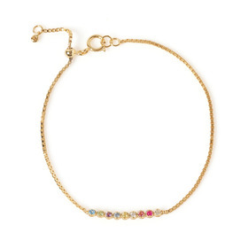 Color stone bouquet bracelet yellow gold