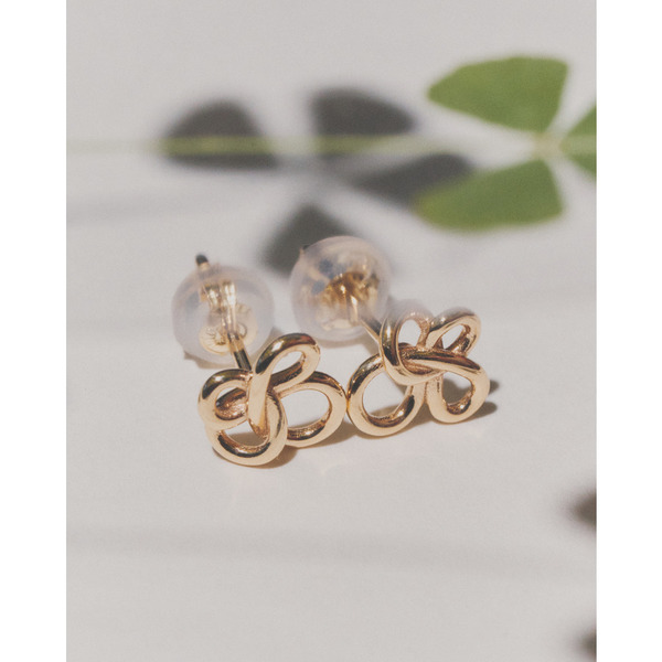 Lucky clover stud earrings(YG) 詳細画像 Gold 4